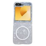 Custodia per telefono MagSafe con texture a conchiglia perlescente per Samsung Galaxy Z Flip6 (bianca)