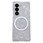 Custodia per telefono MagSafe con texture a conchiglia perlescente per Samsung Galaxy Z Fold6 (bianca)