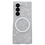 Custodia per telefono MagSafe con texture a conchiglia perlescente per Samsung Galaxy Z Fold6 (beige)