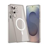 Per Samsung Galaxy S25 Ultra 5G GKK Custodia per telefono MagSafe semi-trasparente con effetto pelle (grigio titanio)