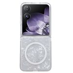 Custodia per telefono MagSafe con texture a conchiglia perlescente per Xiaomi Mix Flip (bianca)