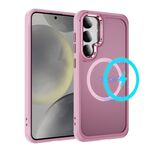 Per Samsung Galaxy S24 / S25 5G Custodia protettiva per obiettivo hardware MagSafe magnetica per PC ibrido in TPU (rosa)