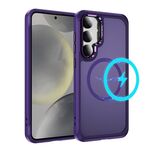 Per Samsung Galaxy S24 / S25 5G Custodia protettiva per obiettivo hardware MagSafe Magnetic PC Hybrid TPU per telefono (viola)