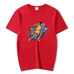 Maglietta a maniche corte con scollo rotondo e stampa con giocatore di basket, stampa su richiesta, taglia: XL (rosso)