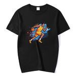 Maglietta a maniche corte con scollo rotondo e stampa con giocatore di basket, stampa su richiesta, taglia: XXXL (nero)