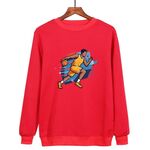Felpa girocollo casual larga con stampa giocatore di basket, stampa su richiesta, taglia: XS (rosso)