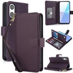 Per Sony Xperia 10 VI Multi-Card Wallet RFID Custodia in pelle per telefono (viola scuro)