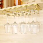Supporto per calici da vino appeso capovolto, supporto per calici da vino appeso, dimensioni: 4 slot (oro)