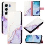 Per Tecno Camon 40 4G PT003 Custodia in pelle con motivo marmo (bianco viola)