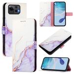 Per Asus Zenfone 12 Ultra PT003 Custodia in pelle con motivo in marmo (bianco viola)
