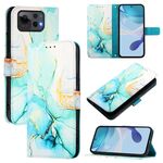Per Asus Zenfone 12 Ultra PT003 Custodia in pelle con motivo in marmo (verde)