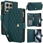 Per Xiaomi 14T 5G YM016 Custodia per telefono in pelle con cerniera rombica e cordino (verde)