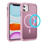 Per iPhone 11 Custodia protettiva per obiettivo hardware MagSafe magnetica in TPU ibrida per PC (rosa)