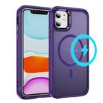 Per iPhone 11 Custodia protettiva per obiettivo hardware MagSafe magnetica in TPU ibrida per PC (viola)