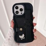 Per iPhone 13 Pro Max Cinturino da Polso in Pelle Love Holder Card Bag Custodia per Telefono (Nero)