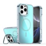 Per iPhone 16 Pro Max Custodia per telefono MagSafe con supporto e placcatura sfumata scolorita (blu)