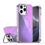 Per iPhone 16 Pro Max Plating Gradient Discolor MagSafe Custodia per telefono con supporto (viola)