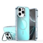 Per iPhone 16 Pro Plating Gradient Discolor Custodia per telefono MagSafe con supporto (blu)