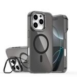 Per iPhone 16 Pro Plating Gradient Discolor Custodia per telefono MagSafe con supporto (nero)
