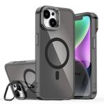 Per iPhone 15 Plus Custodia per telefono MagSafe con supporto e placcatura sfumata scolorita (nero)