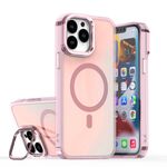 Per iPhone 14 Pro Plating Gradient Discolor Custodia per telefono MagSafe con supporto (rosa)