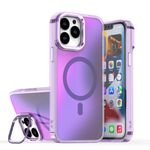 Per iPhone 13 Pro Max Plating Gradient Discolor Custodia per telefono MagSafe con supporto (viola)