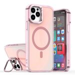Per iPhone 12 Pro Max Plating Gradient Discolor Custodia per telefono MagSafe con supporto (rosa)