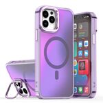 Per iPhone 12 Pro Max Plating Gradient Discolor Custodia per telefono MagSafe con supporto (viola)