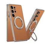 Per Samsung Galaxy S25 Ultra 5G GKK Metal Paint Skin Feel Custodia in pelle con supporto MagSafe per telefono (arancione titanio)