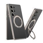 Per Samsung Galaxy S25 Ultra 5G GKK Metal Paint Skin Feel Custodia per telefono con supporto MagSafe in pelle (titanio nero chiaro)