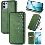 Per OPPO Reno13 Custodia per telefono in pelle magnetica pressata a griglia cubica (verde)