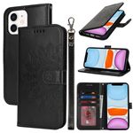 Per iPhone 11 Custodia per telefono in pelle con stampa a doppia piega (nera)