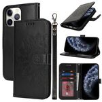 Per iPhone 11 Pro Max Custodia per telefono in pelle con stampa a doppia piega (nero)