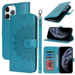 Per iPhone 11 Pro Max Custodia per telefono in pelle con stampa a doppia piega (blu)