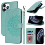 Per iPhone 11 Pro Max Custodia per telefono in pelle con stampa a doppia piega (verde menta)