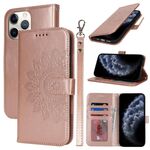 Per iPhone 11 Pro Max Custodia per telefono in pelle con stampa a doppia piega (oro rosa)