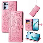 Per OPPO Reno13 Pro Custodia in pelle goffrata con motivo a gatto e cane (rosa)