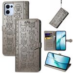 Per OPPO Reno13 Pro Custodia in pelle goffrata con motivo a gatto e cane (grigio)
