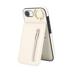 Per iPhone 16e Custodia per telefono con slot per schede RFID e cerniera retrò (bianca)