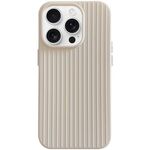 Per iPhone 16 Pro Max Macaroon Tile Stripe TPU Hybrid PC Phone Case (Beige)