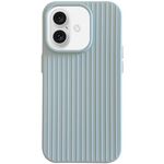 Per iPhone 16 Plus Macaroon Tile Stripe TPU Hybrid PC Phone Case (Blu)