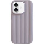 Per iPhone 16 Plus Macaroon Tile Stripe TPU Hybrid PC Phone Case (grigio lavanda)