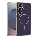 Per Samsung Galaxy S25 Ultra 5G GKK Custodia per telefono MagSafe in pelle verniciata in metallo (viola titanio)