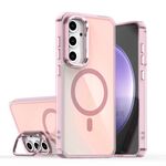 Per Samsung Galaxy S24 FE 5G Plating Gradient Discolor MagSafe Custodia per telefono con supporto (rosa)