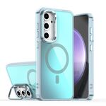 Per Samsung Galaxy S24 FE 5G Plating Gradient Discolor MagSafe Custodia per telefono con supporto (blu)