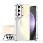 Per Samsung Galaxy S24 FE 5G Plating Gradient Discolor MagSafe Custodia per telefono con supporto (bianco)