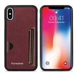Per iPhone X / XS Forwenw F5 Series Custodia per telefono con borsa per carte integrata (rosso)