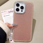 Per iPhone 16 Pro Max Custodia per telefono con copertura totale glitterata con cornice per fotocamera in strass incorporati (marrone)