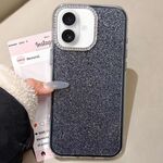 Per iPhone 16 Plus Custodia per telefono con copertura totale glitterata con cornice per fotocamera in strass incorporati (nero)