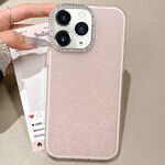 Per iPhone 11 Pro Max Custodia per telefono con copertura totale glitterata con cornice per fotocamera con strass incorporati (rosa)